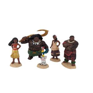 Disney Moana Action Figure Toy Lot of 5 Cake Toppers Maui Hei Hei‎ Mom Dad Pua